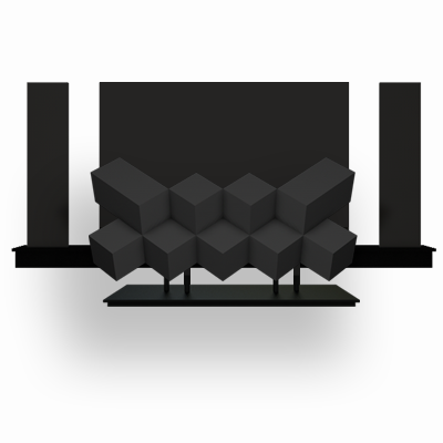 Cube Dj Booth met ledscherm en banners